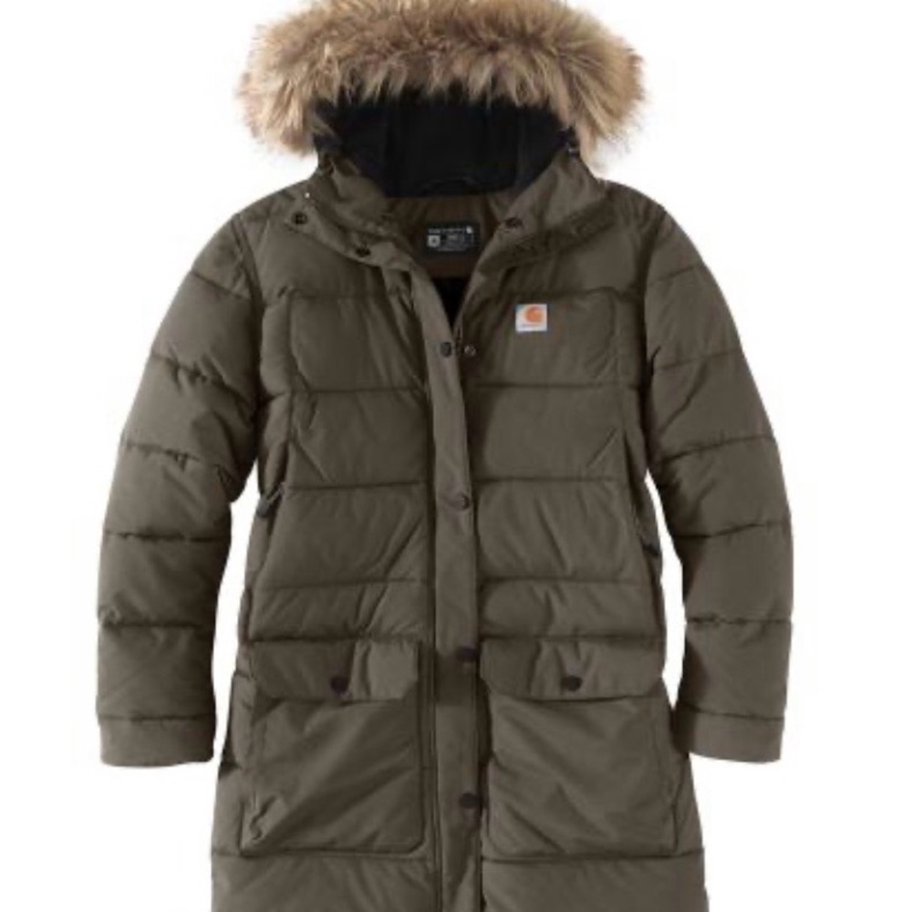 NWT Carhartt Women’s Montana Relaxed Fit Insulated Coat with Faux Fur-Trim Hood